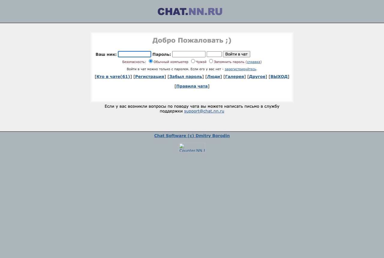 Главная страница chat.nn.ru в 2003 году