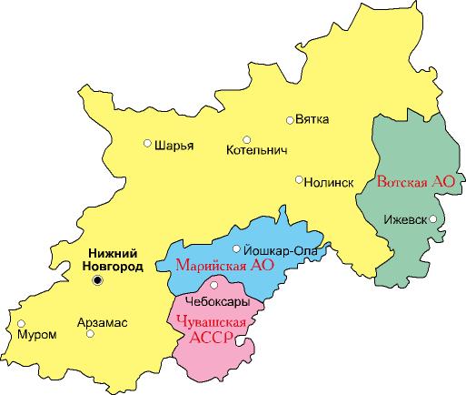 карта Нижегородского края