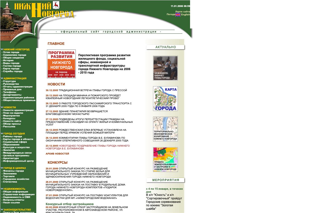 Главная страница admcity.nnov.ru в 2006 году