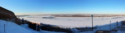 Панорама Волги. Вид от Чкаловской лестницы. Нижний Новгород. Февраль 2015 года. Фото Татьяны Шепелевой